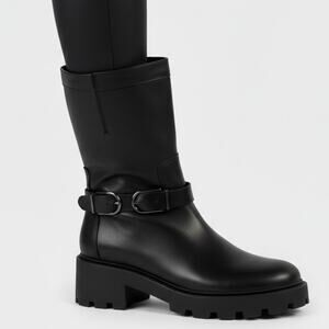 Franco Sarto Elle Leather Lug Boot in Black Size 9.5 NEW